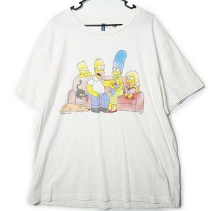 H&M The Simpson Adult Shirt XL White Graphic Print Short Sleeve T-Shirt Mens